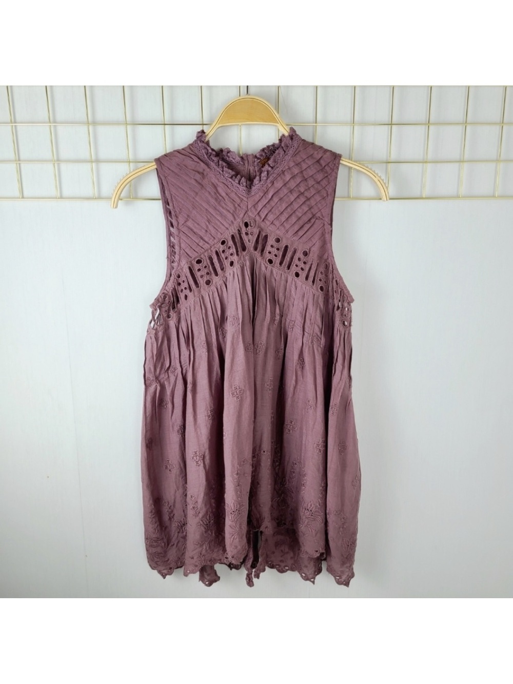 Free People FP One 100% Cotton Eloise Purple Crochet Lace Sleeveless Top